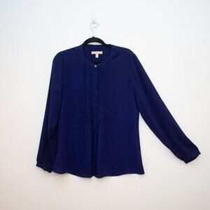 Banana Republic Medium Royal Purple Sheer Riviera Long Sleeve Blouse